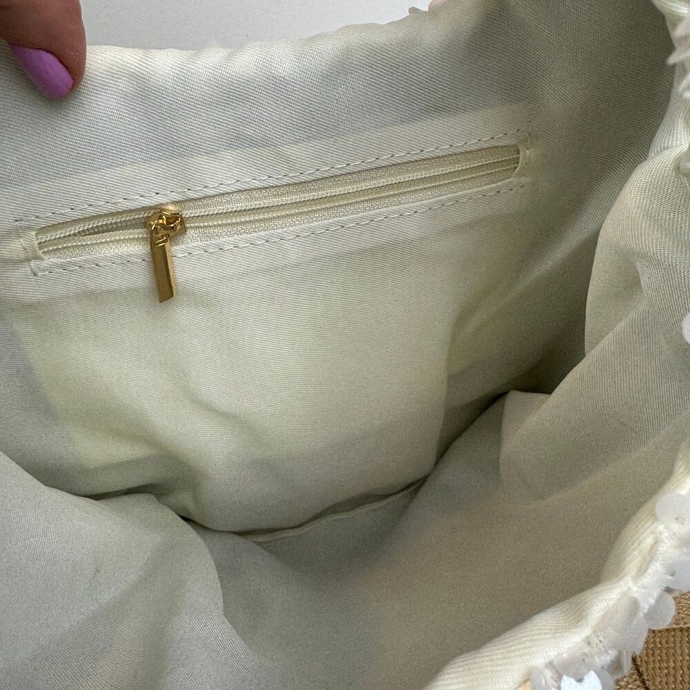 Anthropologie Paillette Sequin Mini Tote Bag White NWT - Picture 5 of 5